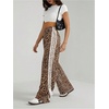 image:imageFloerns Womens Y2K Bow Striped Leopard Print Wide Leg PantsCoffee Brown