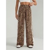 image:imageFloerns Womens Y2K Bow Striped Leopard Print Wide Leg PantsCoffee Brown
