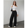 image:imageFloerns Womens Y2K Bow Striped Leopard Print Wide Leg PantsDark Black