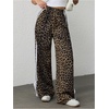image:imageFloerns Womens Y2K Bow Striped Leopard Print Wide Leg PantsDark Brown