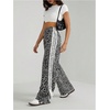 image:imageFloerns Womens Y2K Bow Striped Leopard Print Wide Leg PantsGrey