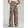 image:imageFloerns Womens Y2K Bow Striped Leopard Print Wide Leg PantsLight Brown