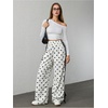 image:imageFloerns Womens Y2K Bow Striped Leopard Print Wide Leg PantsWhite