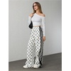 image:imageFloerns Womens Y2K Bow Striped Leopard Print Wide Leg PantsWhite