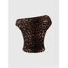 image:imageFloerns Womens Y2K Leopard Asymmetrical Neck T Shirt Sleeveless TopsBrown