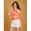 image:imageFloerns Womens Y2K Leopard Asymmetrical Neck T Shirt Sleeveless TopsOrange Multi
