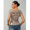 image:imageFloerns Womens Y2K Leopard Asymmetrical Neck T Shirt Sleeveless TopsZebra Brown