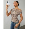 image:imageFloerns Womens Y2K Leopard Asymmetrical Neck T Shirt Sleeveless TopsZebra Brown