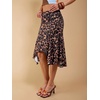 image:imageFloerns Womens Y2K Leopard Asymmetrical Ruffle Hem Date Night Midi SkirtsChocolate Brown Leopard