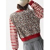 image:imageFloerns Womens Y2K Leopard Knit Cardigan Striped Long Sleeve Button Down Spring Casual SweatersBrown