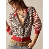 image:imageFloerns Womens Y2K Leopard Knit Cardigan Striped Long Sleeve Button Down Spring Casual SweatersBrown