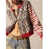 image:imageFloerns Womens Y2K Leopard Knit Cardigan Striped Long Sleeve Button Down Spring Casual SweatersBrown