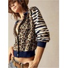 image:imageFloerns Womens Y2K Leopard Knit Cardigan Striped Long Sleeve Button Down Spring Casual SweatersBrown Multi