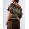 image:imageFloerns Womens Y2K Off The Shoulder Striped T Shirts Going Out TopsBrown Multi