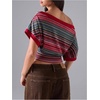 image:imageFloerns Womens Y2K Off The Shoulder Striped T Shirts Going Out TopsRed
