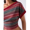 image:imageFloerns Womens Y2K Off The Shoulder Striped T Shirts Going Out TopsRed