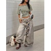 image:imageFloerns Womens Y2K Striped Off The Shoulder Tops Ruched Going Out T ShirtsLight Yellow Multi