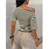 image:imageFloerns Womens Y2K Striped Off The Shoulder Tops Ruched Going Out T ShirtsLight Yellow Multi
