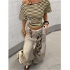 image:imageFloerns Womens Y2K Striped Off The Shoulder Tops Ruched Going Out T ShirtsYellow and Brown