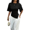 image:imageFloerns Womens Y2k Asymmetrical Tops Ruched Summer Going Out Short Sleeve T ShirtsBlack