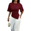 image:imageFloerns Womens Y2k Asymmetrical Tops Ruched Summer Going Out Short Sleeve T ShirtsBurgundy