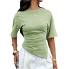 image:imageFloerns Womens Y2k Asymmetrical Tops Ruched Summer Going Out Short Sleeve T ShirtsGreen