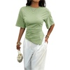 image:imageFloerns Womens Y2k Asymmetrical Tops Ruched Summer Going Out Short Sleeve T ShirtsGreen