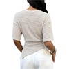image:imageFloerns Womens Y2k Asymmetrical Tops Ruched Summer Going Out Short Sleeve T ShirtsKhaki Striped