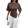 image:imageFloerns Womens Y2k Asymmetrical Tops Ruched Summer Going Out Short Sleeve T ShirtsMocha Brown