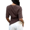 image:imageFloerns Womens Y2k Asymmetrical Tops Ruched Summer Going Out Short Sleeve T ShirtsMocha Brown
