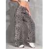 image:imageFloerns Womens Y2k Cheetah Wide Leg Jeans High Waisted Baggy Denim PantsBrown and Black