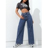 image:imageFloerns Womens Y2k Cheetah Wide Leg Jeans High Waisted Baggy Denim PantsDark Wash