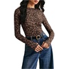 image:imageFloerns Womens Y2k Leopard Fitted T Shirts Casual Mock Neck Long Sleeve Fall Going Out TopsBrown