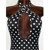 image:imageFloerns Womens Y2k Polka Dots Halter Romper Backless Cut Out Criss Cross Short Jumpsuit Rave OutfitsBlack Polka Dots