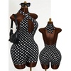 image:imageFloerns Womens Y2k Polka Dots Halter Romper Backless Cut Out Criss Cross Short Jumpsuit Rave OutfitsBlack Polka Dots