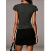 image:imageFloerns Womens Y2k Polka Dots Shirt Button Down V Neck Slim Fit Preppy TopBlack