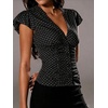 image:imageFloerns Womens Y2k Polka Dots Shirt Button Down V Neck Slim Fit Preppy TopBlack