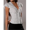 image:imageFloerns Womens Y2k Polka Dots Shirt Button Down V Neck Slim Fit Preppy TopBlack and White
