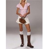 image:imageFloerns Womens Y2k Polka Dots Shirt Button Down V Neck Slim Fit Preppy TopPink