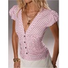 image:imageFloerns Womens Y2k Polka Dots Shirt Button Down V Neck Slim Fit Preppy TopPink