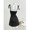 image:imageFloerns Womens Y2k Striped Mini Dress Bow Knotted V Neck A Line DressesBlack