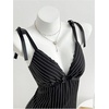 image:imageFloerns Womens Y2k Striped Mini Dress Bow Knotted V Neck A Line DressesBlack