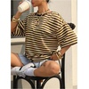 image:imageFloerns Womens Y2k Striped Short Sleeve Crewneck Oversized T ShirtsYellow