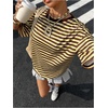 image:imageFloerns Womens Y2k Striped Short Sleeve Crewneck Oversized T ShirtsYellow