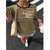 image:imageFloerns Womens Y2k Striped Short Sleeve Crewneck Oversized T ShirtsYellow