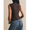 image:imageFloerns Womens Y2k Striped Zipper Tank Tops Napoleon Jacket Dressy BlousesBrown