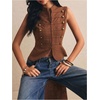 image:imageFloerns Womens Y2k Striped Zipper Tank Tops Napoleon Jacket Dressy BlousesRust Brown