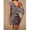 image:imageFloerns Womens Zebra Striped Mini Dress Off The Shoulder Bodycon DressesBrown