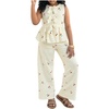 image:imageFloerns Girls 2 Piece Outfit Cherry Bow Tank Peplum Tops and Striped Pants Clothing SetApricot
