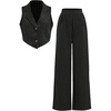 image:imageFloerns Girls 2 Piece Outfits Elegant Striped Sleeveless Suit Vest amp Long Elastic Casual Pants SetBlack and White